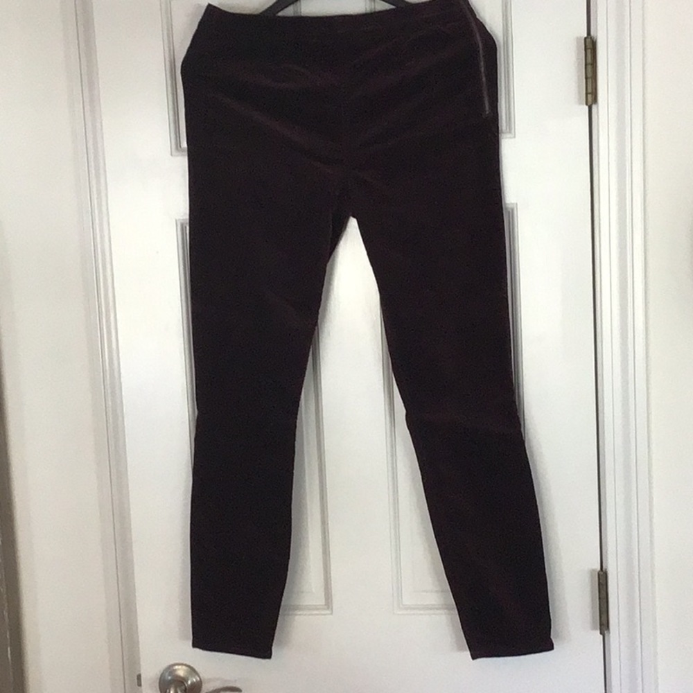 Women’s Velvet Stretch Pants in Deep Burgundy